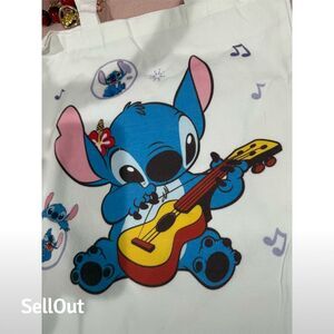 Disney Lilo & Stitch Canvas Tote Bag Large Multicolor Guitar Design